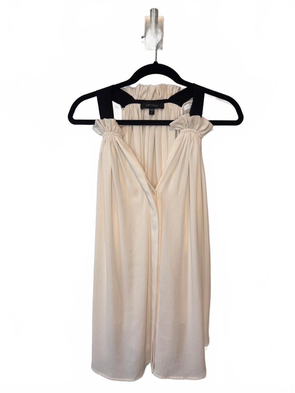 KAREN KANE | ruffle neck sleeveless halter blouse black and white size L